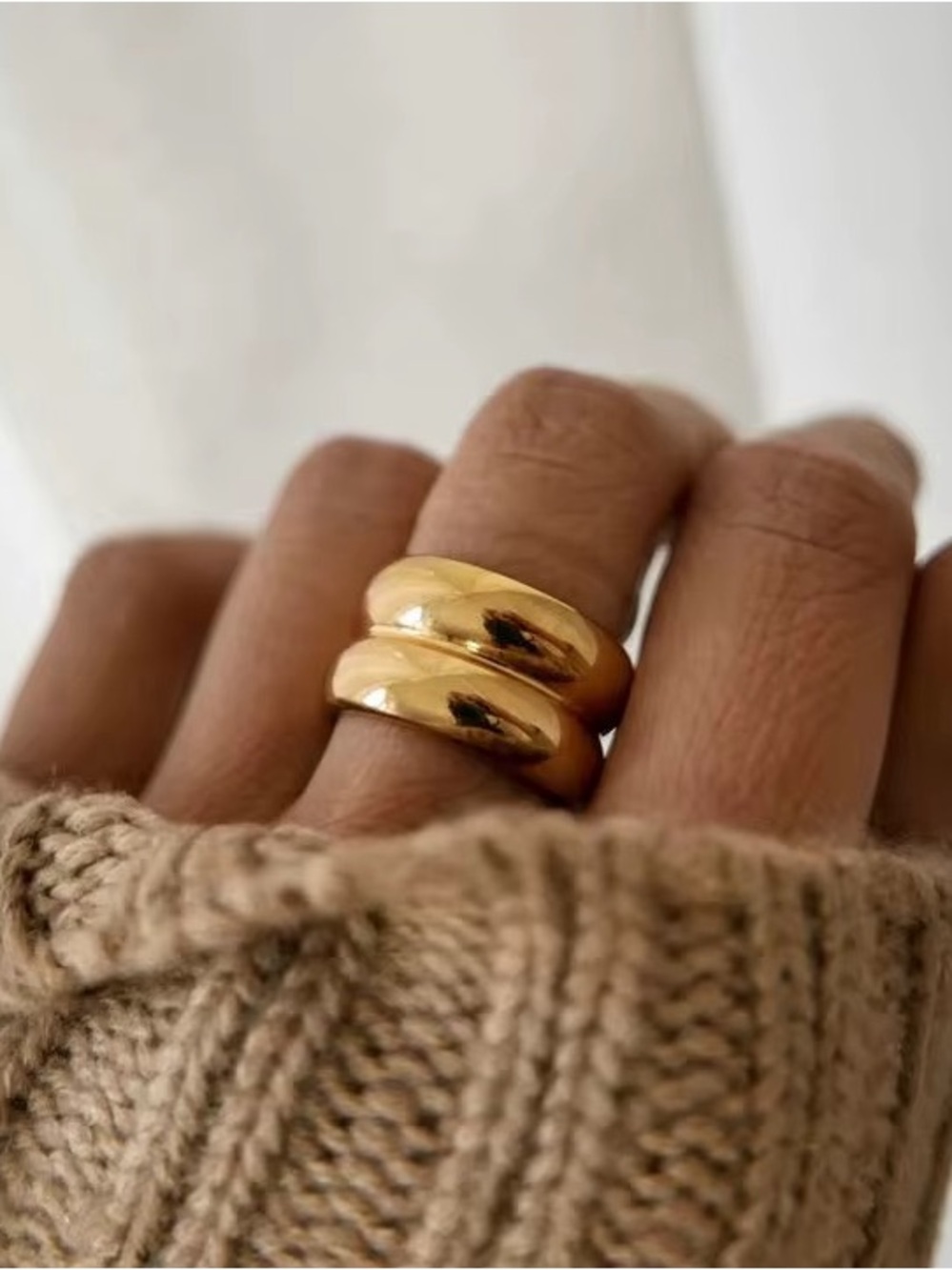 SIZE 8 | 18K Gold Plated Chunky Double Dome Statement Ring